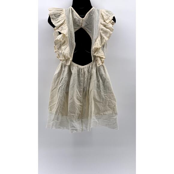 MOLLY BRACKEN Women’s Beige-White Ruffle Open-Back Dress SZ S - Picture 2 of 13